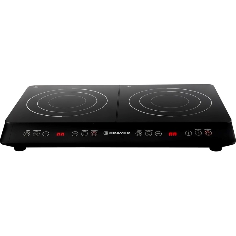 Изображение товара Индукционная плита Brayer BR2803 черная двуконфорочная стеклокерамика