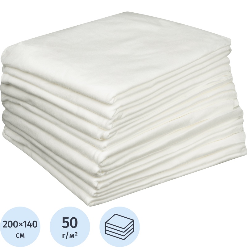 Изображение товара Одноразовая простыня Чистовье белая 200x140 см 50 г/кв.м в упаковке 10 штук