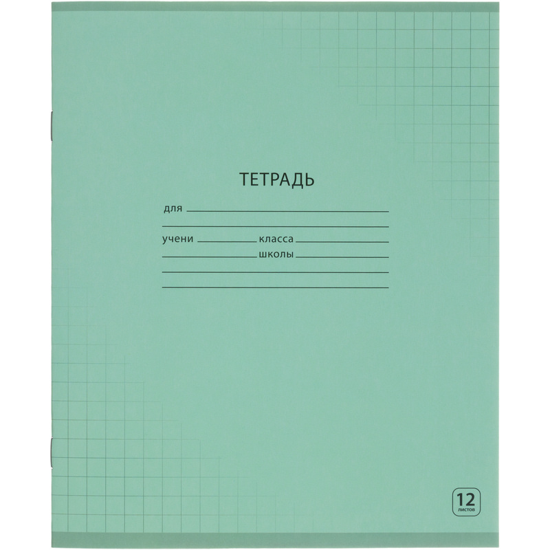 Изображение товара Школьная зелёная тетрадь А5 12 листов крупная клетка 20 шт упаковка