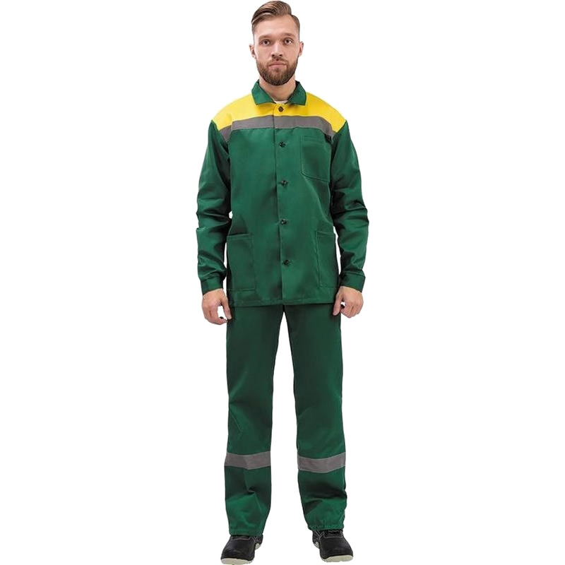 Изображение товара Костюм рабочий летний мужской л02-КПК с СОП зеленый/желтый (размер 64-66, рост 170-176)
