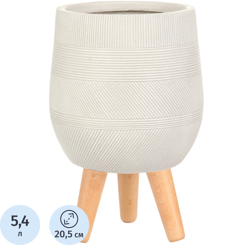 Изображение товара Кашпо Idealist Страйп 5.4 л слоновая кость настольное из композитного камня
