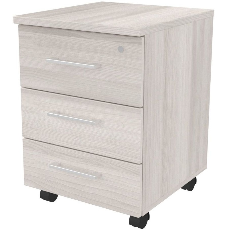 Изображение товара Тумба подкатная Belfast/Steel 19300 с центральным замком, дуб светлый, 3 ящика