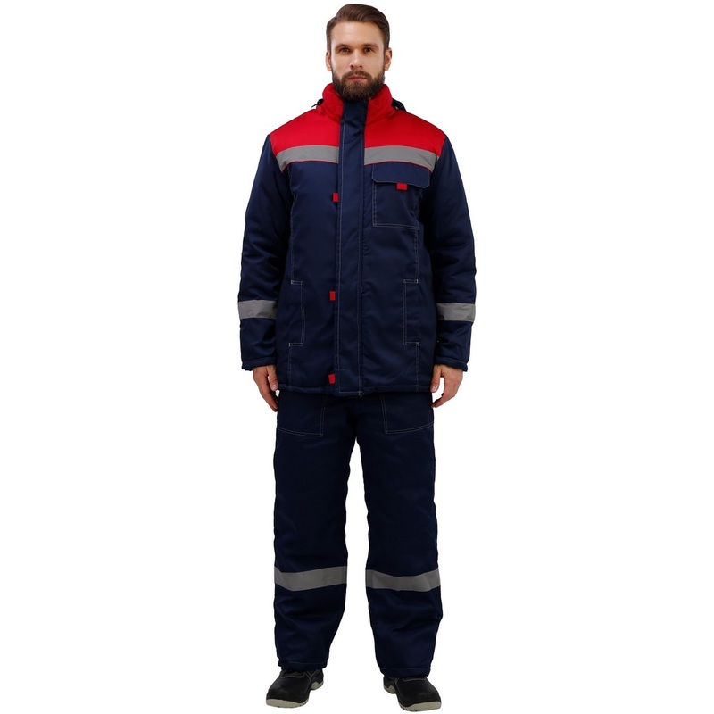 Изображение товара Зимний рабочий костюм мужской с СОП з31-КПК синего и красного цветов