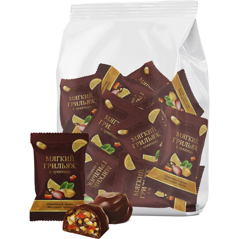 Изображение товара Шоколадные конфеты Мягкий грильяж с цукатами 500 г