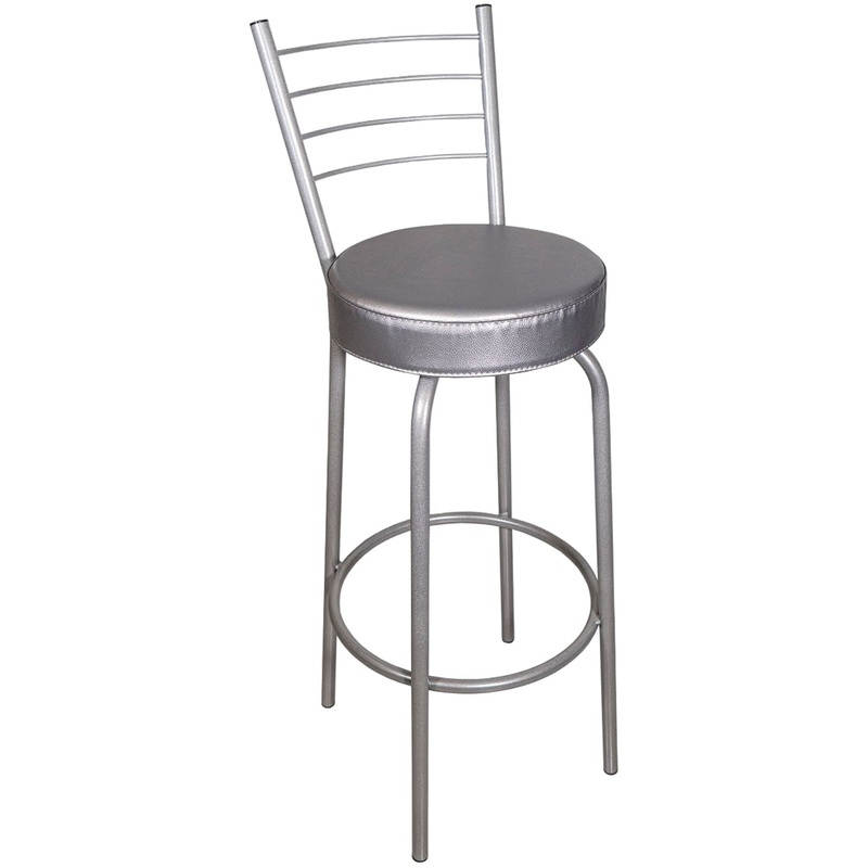 Изображение товара Стул барный Марко серый/хромированный из искусственной кожи