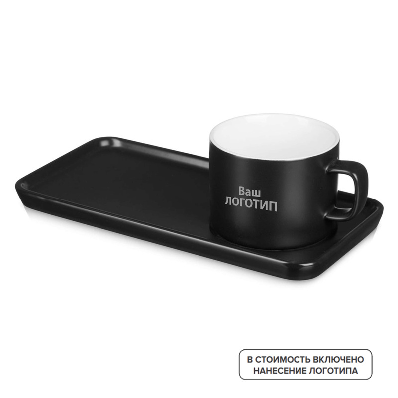 Изображение товара Чайная пара Bristol 200 мл черная с одноцветной печатью