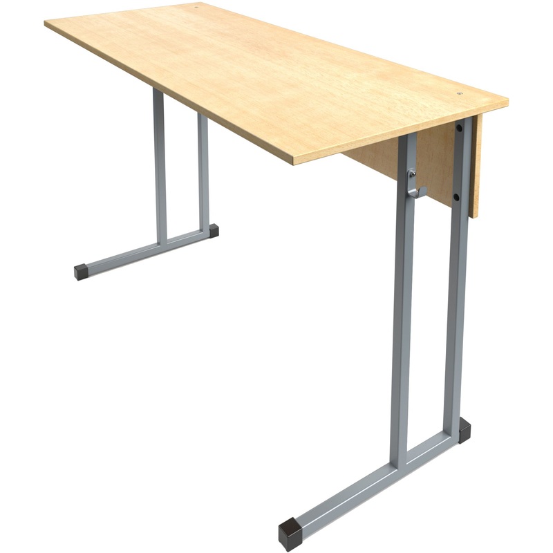 Изображение товара Учебный двухместный стол Школа для учеников 7 лет с крестилками серый клен