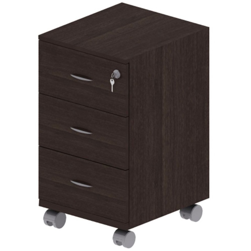 Изображение товара Тумба подкатная Форум/Статус с 3 ящиками и центральным замком 400х450х710 мм венге каштан