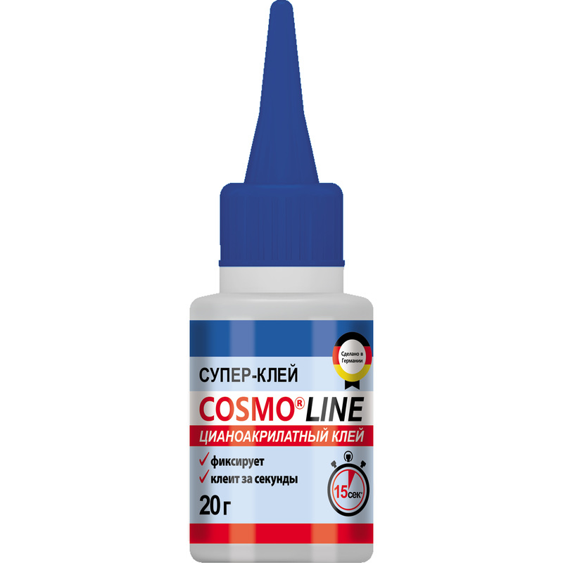 Изображение товара Клей секундный Cosmo Line 20 г мгновенной фиксации для пластика и материалов