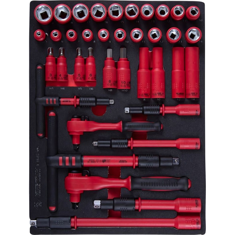 Изображение товара Набор головок шестигранных King Tony 5-19 мм 1/4", 3/8" 38 предметов (9-55VE01MRV)