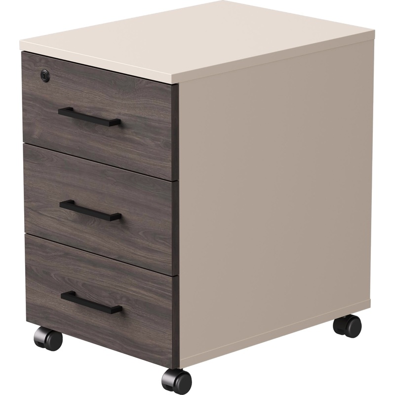 Изображение товара Офисная тумба подкатная EVO 254T001GU с 3 ящиками и замком, цвет кашемир и дуб пасадена