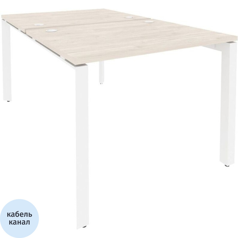 Изображение товара Рабочая станция на 2 рабочих места ONIX-П O.MP-D.RS-2.1.8 белая или бежевый с кабель-каналом