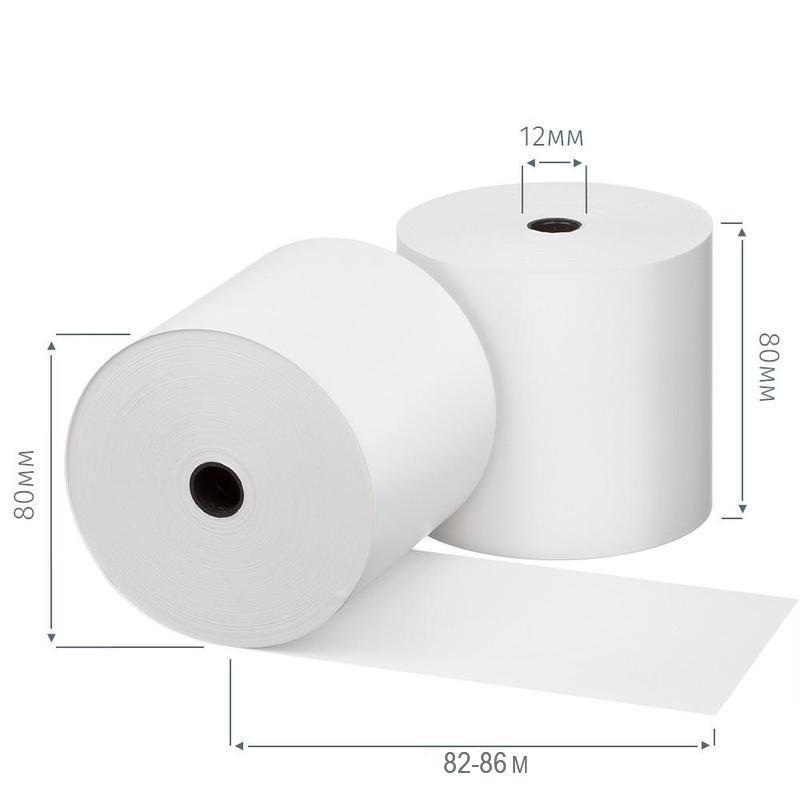 Изображение товара Уценка. Чековая лента из термобумаги ProMega jet / Комус 80 мм намотка 86 м диаметр 80 мм втулка 12 мм (8 штук в упаковке)