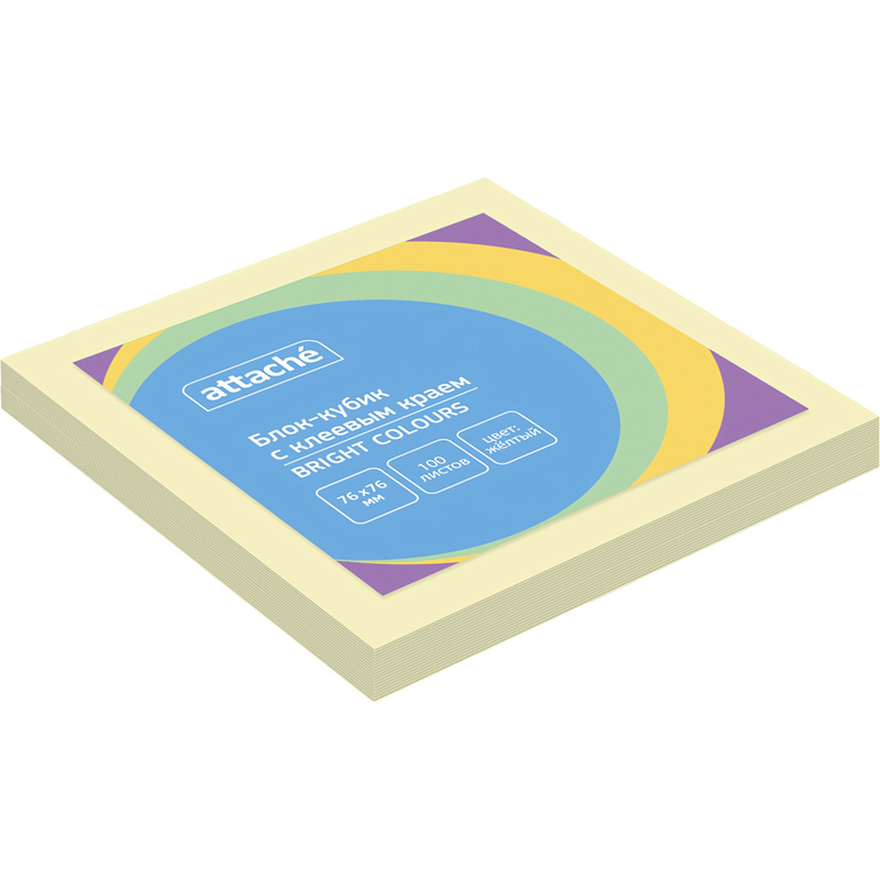 Изображение товара Стикеры Attache Simple 76x76 мм пастельные желтые блок 100 листов