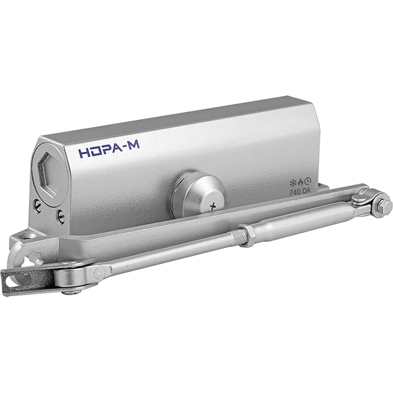 Изображение товара Доводчик дверной Нора-М 740 до 110 кг серебристый прочное автоматическое закрывание