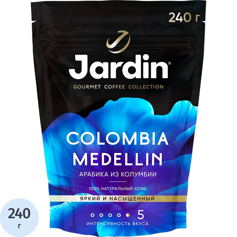Изображение товара Кофе растворимый сублимированный Jardin Colombia Medelin 240 г для насыщенного крепкого вкуса