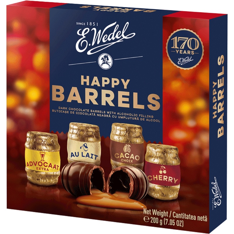 Изображение товара Конфеты шоколадные Happy barrels с ликёрной начинкой 200 г