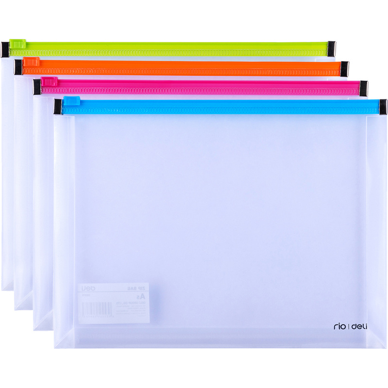 Изображение товара Папка-конверт на zip-молнии Deli А5, прозрачная, 180 мкм, 1 карман