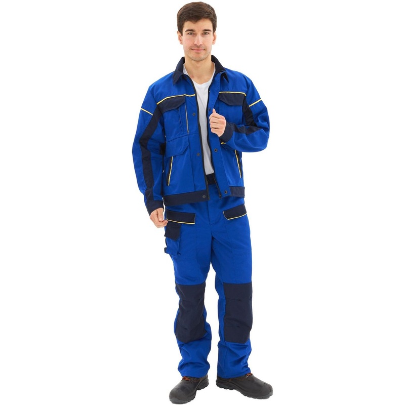 Изображение товара Рабочий летний мужской костюм л31-КБР синий/васильковый для строительства и промышленности