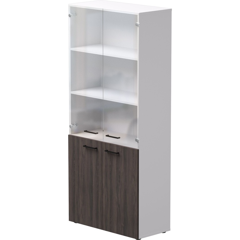 Изображение товара Шкаф для документов EVO 254H004W3DK закрытый со стеклом дуб пасадена белый 800х383х1835 мм