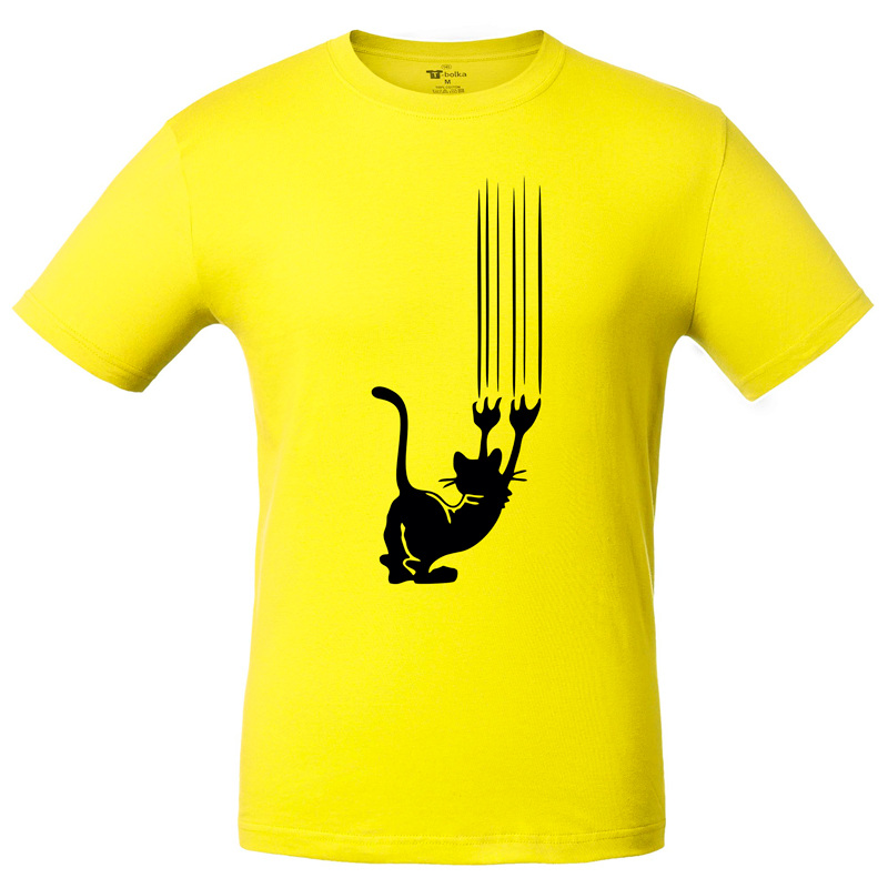 Изображение товара Футболка Кот желтая короткий рукав 100 % хлопок (размер M)