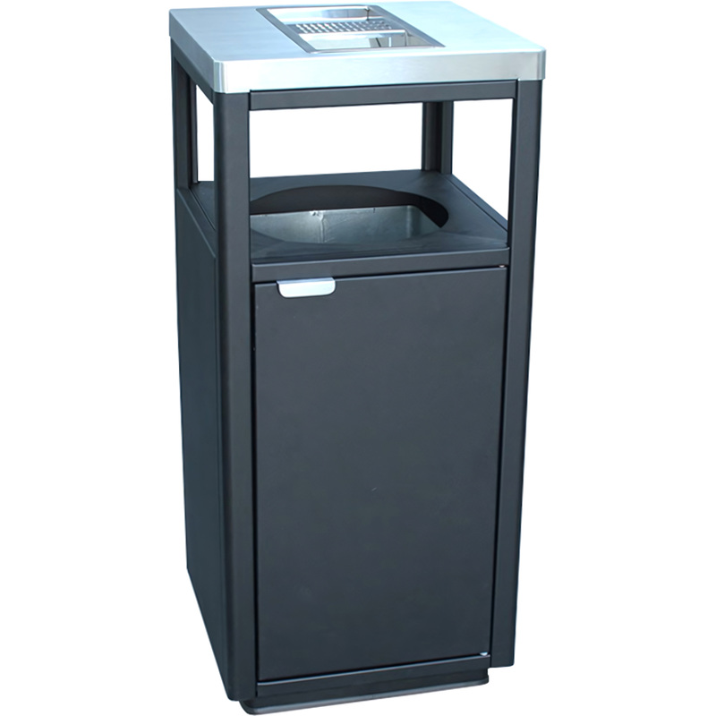 Изображение товара Уличная урна-пепельница Пассаж 50 л хромированная сталь черная напольная