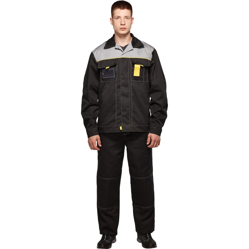 Изображение товара Костюм рабочий летний мужской л10-КБР черный серый размеры 44-46 Россия
