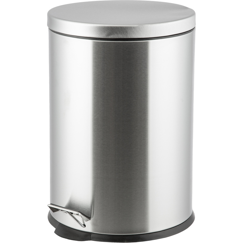 Изображение товара Уценка. Ведро мусорное 20 л нержавеющая сталь с педалью с крышкой серебристое (45x31x31 см)