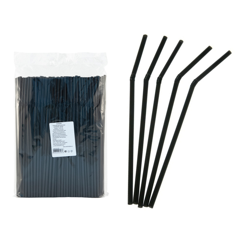 Изображение товара Трубочки для коктейля Aviora полипропиленовые с изгибом длина 240 мм диаметр 5 мм (250 штук)