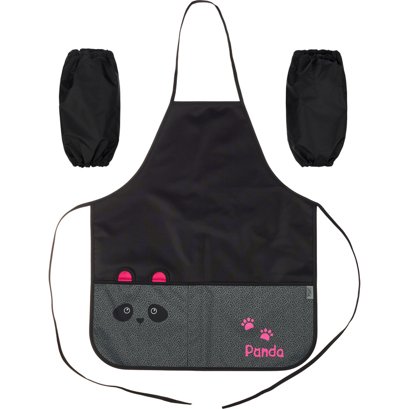 Изображение товара Фартук для труда Комус Класс Panda черный с нарукавниками 50.5x45.5 см для детей от 6 лет