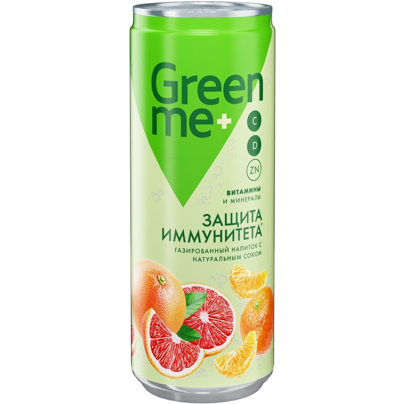 Изображение товара Гази́рованный напиток GreenMe Plus Immunity Protect 0.33 л защита иммунитета