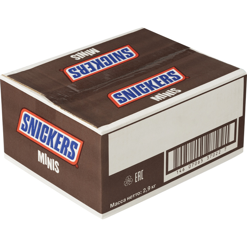 Изображение товара Шоколадные батончики Snickers minis с карамелью, арахисом и нугой 2.9 кг
