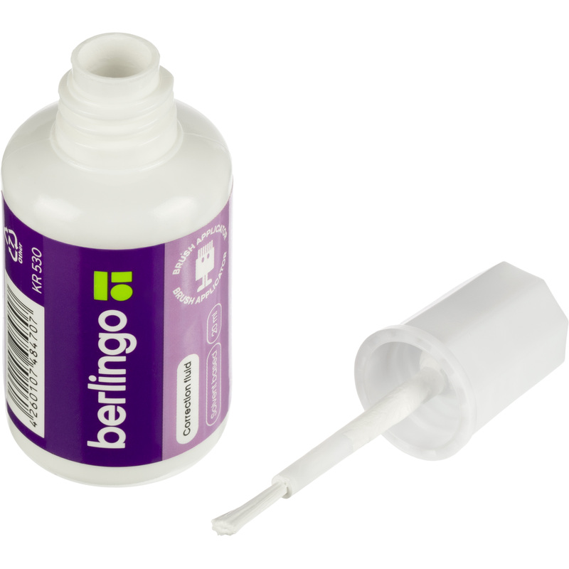Изображение товара Корректирующая жидкость (штрих) Berlingo на быстросохнущей основе 20 мл (морозостойкая, экстрабелая)