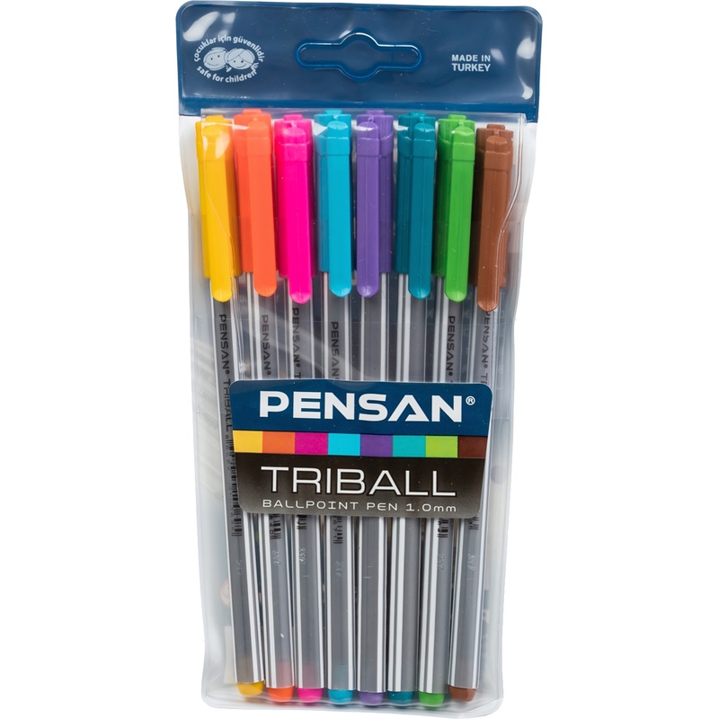 Изображение товара Набор шариковых ручек Pensan Triball 8 цветов, толщина линии 1 мм