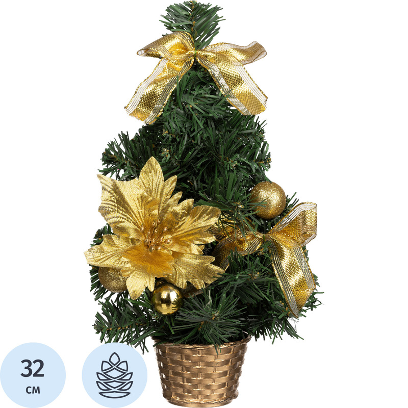 Изображение товара Искусственная настольная новогодняя ёлка с украшениями 32 см