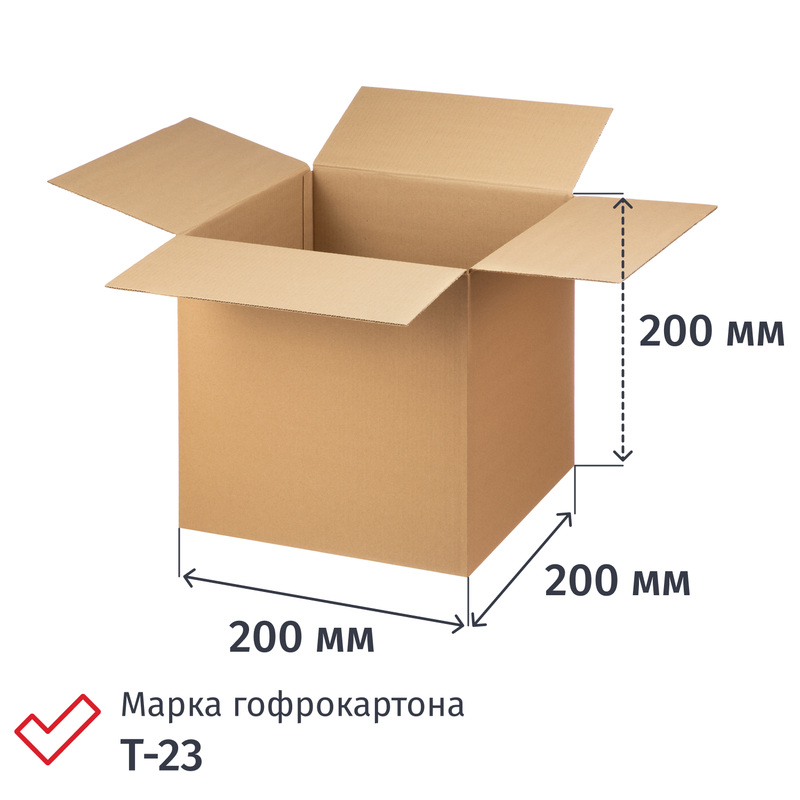 Изображение товара Гофрокороб 200х200х200 мм Т-23 профиль В бурый (20 штук в упаковке)