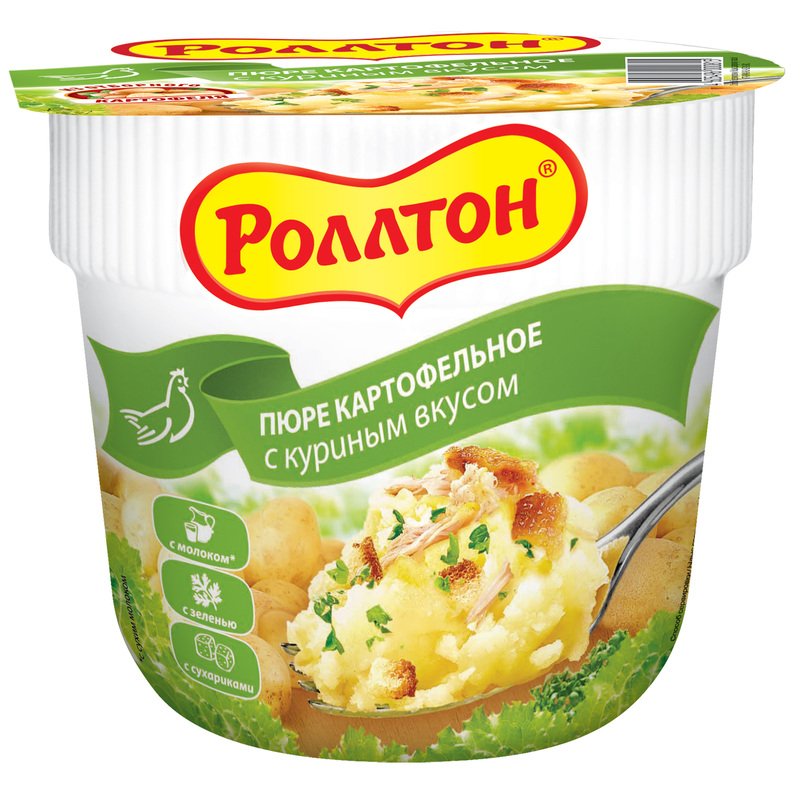 Изображение товара Картофельное пюре Роллтон с куриным вкусом 40 г 24 шт в упаковке
