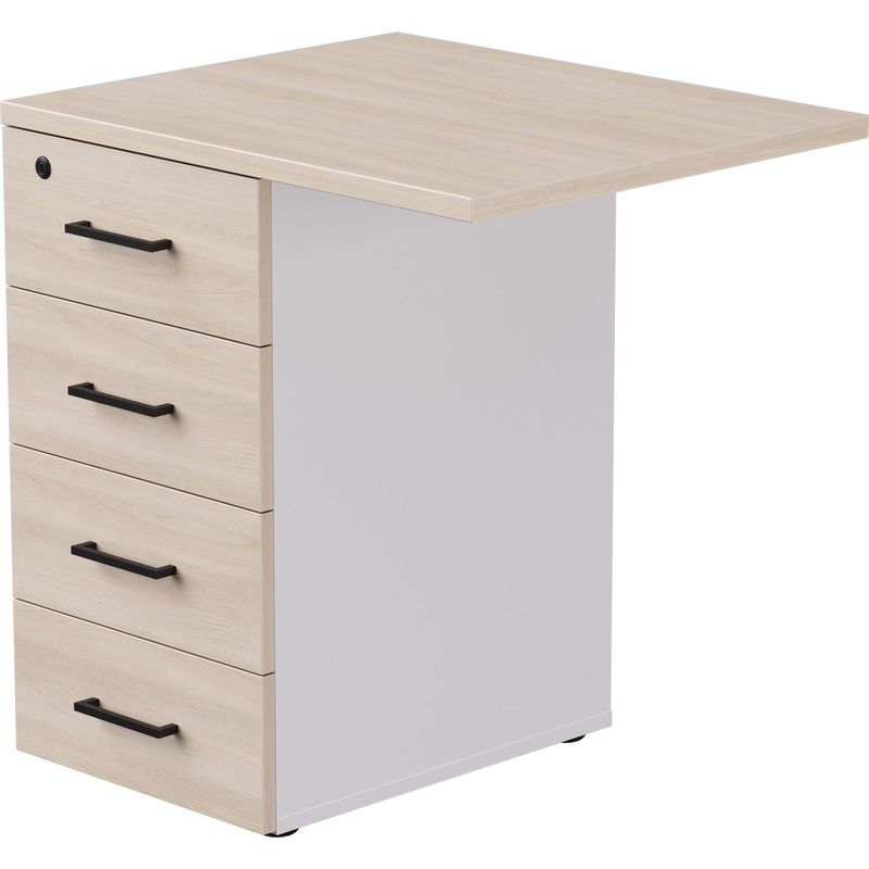 Изображение товара Тумба приставная EVO 254T2203W3DY с замком (дуб соната/белый, 710х600x755 мм, 4 ящика)