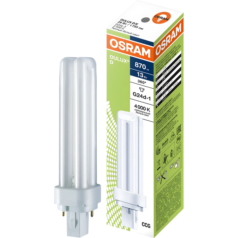 Изображение товара Лампа люминесцентная Osram 13 Вт G24D-1 D 4000 К 900 Лм