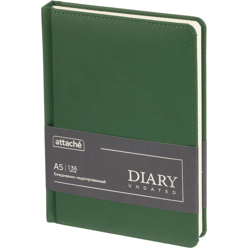 Изображение товара Ежедневник Attache Classic искусственная кожа А5 136 листов тёмно-зелёный