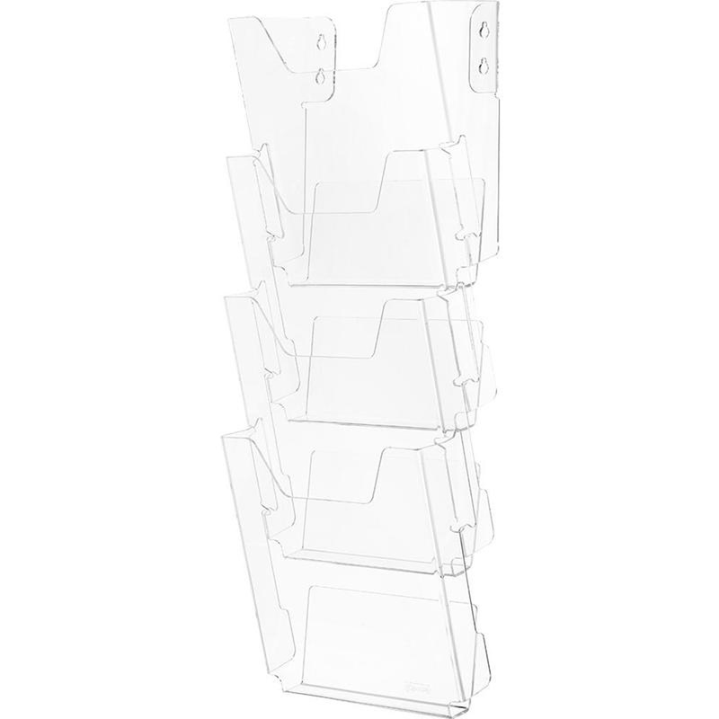 Изображение товара Уценка. Лоток настенный A4 вертикальный (590x215 мм) из акрила 4 отделения Комус