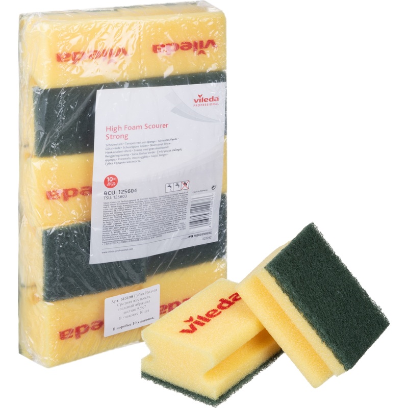 Изображение товара Губка для уборки Vileda Professional поролон 9.5x7 см с абразивным слоем (10 штук в упаковке)