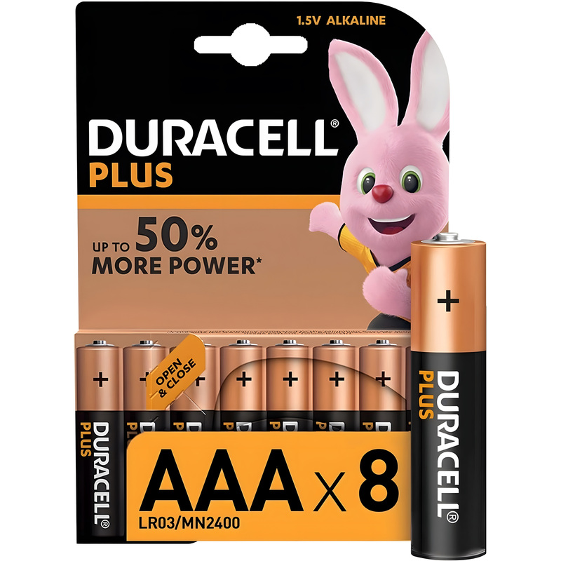 Изображение товара Батарейка AAA мизинчиковая Duracell Plus RPL00674 8 штук в упаковке
