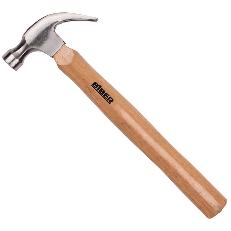 Изображение товара Молоток-гвоздодёр слесарный Бибер Премиум 85381 с деревянной рукояткой 600 г (тов-080752)