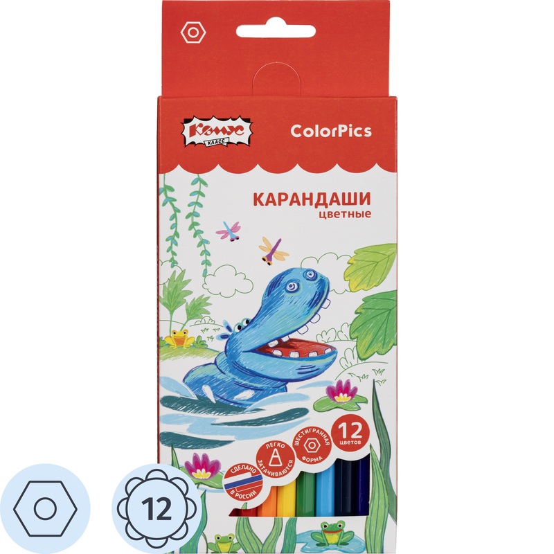 Изображение товара Цветные карандаши Комус ColorPics 12 штук в яркой упаковке