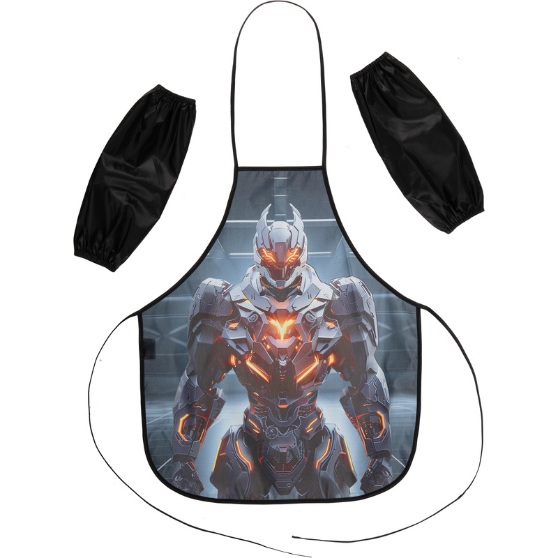 Изображение товара Фартук для труда Феникс+ Огненный робот чёрный с нарукавниками