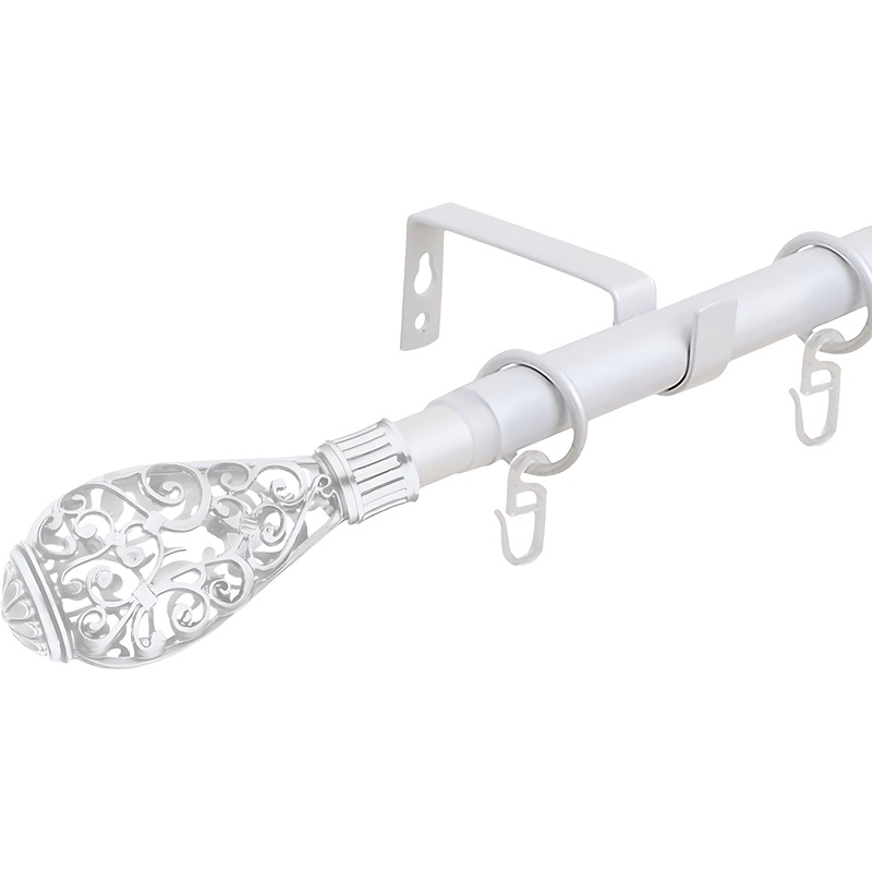 Изображение товара Карниз для штор однорядный телескопический Кружево жемчуг 160-320 см