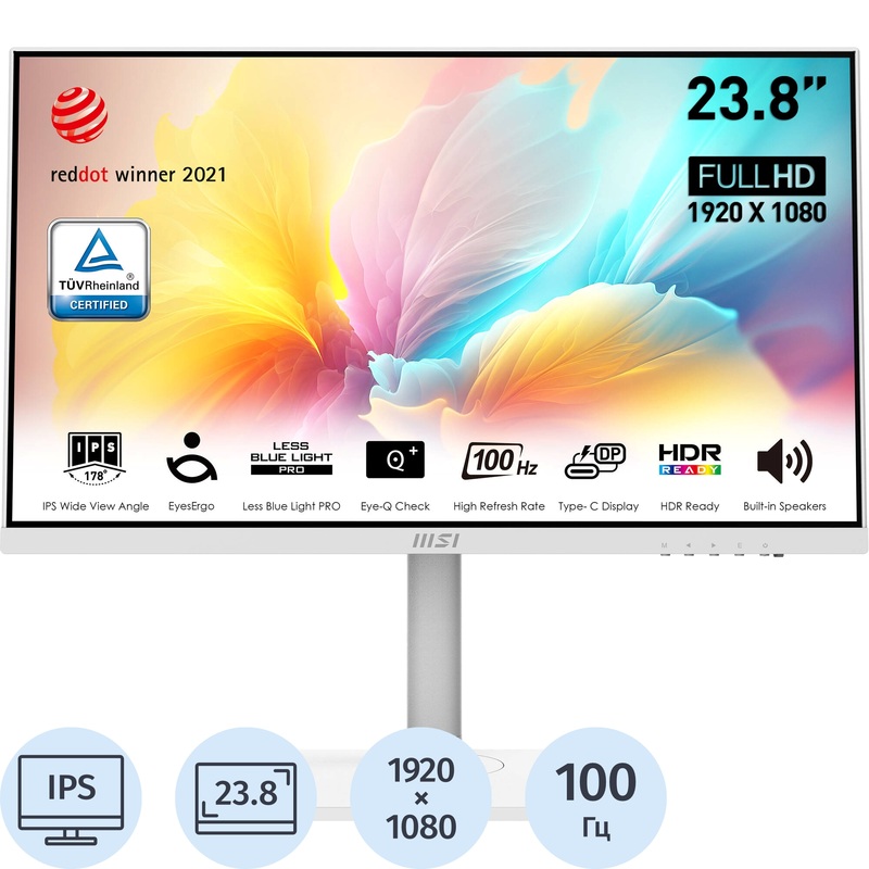 Изображение товара Монитор 23.8" MSI Modern MD2412PW белый (9S6-3PA59H-096) Изображение товара Монитор 23.8" MSI Modern MD2412PW белый (9S6-3PA59H-096)