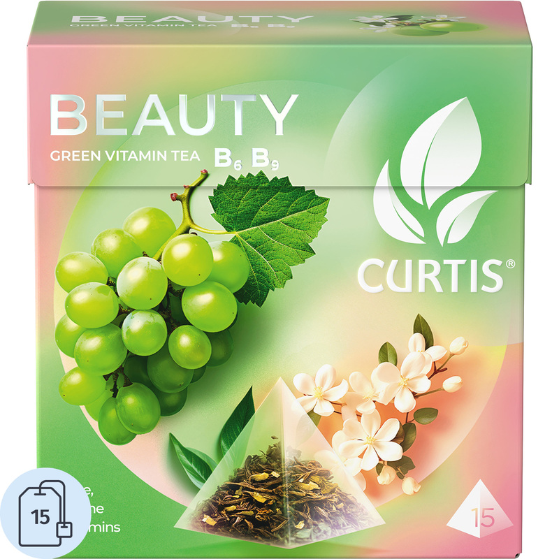 Изображение товара Зеленый чай Curtis Beauty в пирамидках с виноградом и жасмином 15 шт