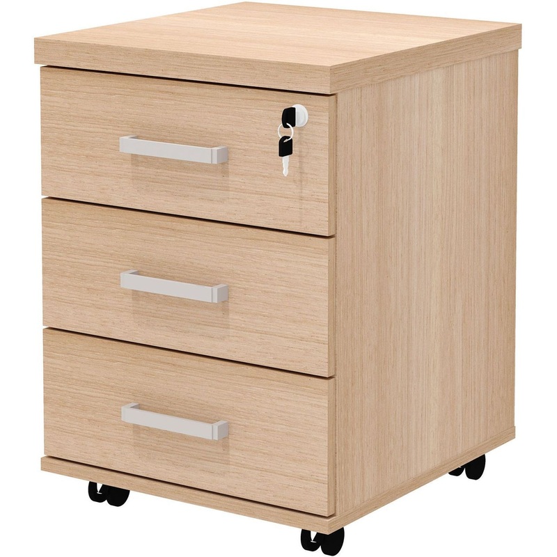 Изображение товара Тумба подкатная Grand Gr-32N с центральным замком дуб шамони светлый 430х450х600 мм 3 ящика